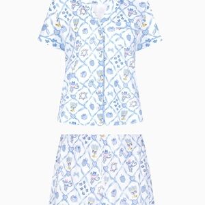 Love Shack Fancy x Roller Rabbit Blue and White Hannukah Women's Pajama Set